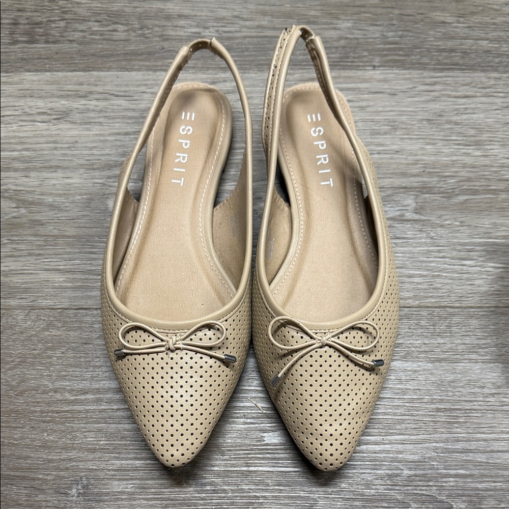 Esprit Women's Beige Perforated Slingback Flats